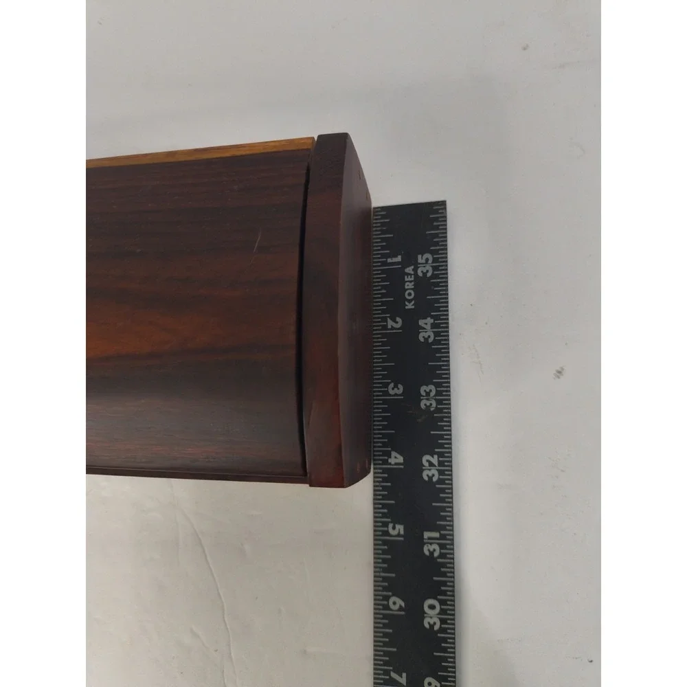 Vintage Y2K Mid-Century Modern Solid Rosewood 2-Tone Black Velvet Jewelry Box